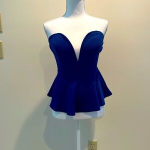 Love Culture Royal Blue Strapless Peplum Top